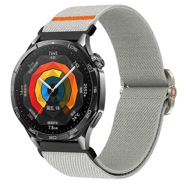 Kompatibel med Samsung Galaxy Watch7 44mm / 40mm Nylon Urrem 20mm Elastisk Håndledsrem Grey