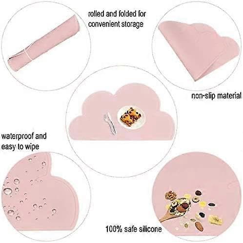 2-pack silikonunderlägg Matunderlägg för baby (rosa grå)