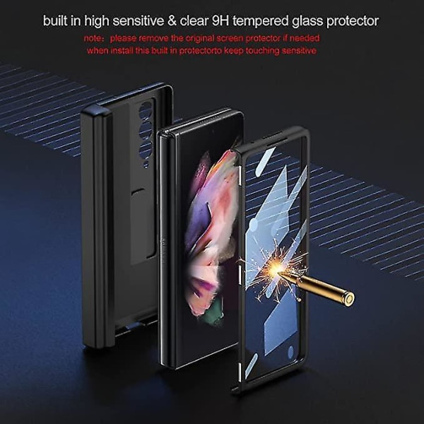 Magnetisk hængslet alt-i-en etui med magnetisk stativ og S Pen-slot kompatibel med Samsung Galaxy Fold 3