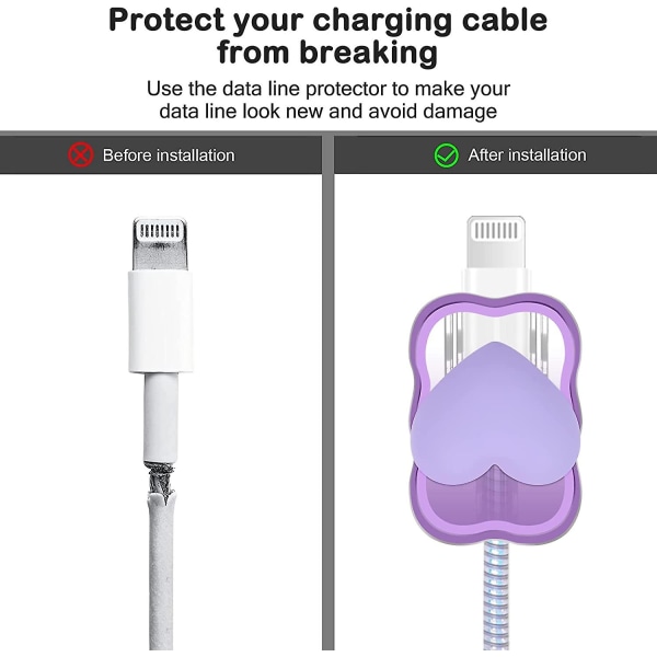 Kabelbeskytter Kompatibel Med Iphone Oplader, Datakabel Usb Oplader Datakabel Telefonledning Saver Beskytter Purple