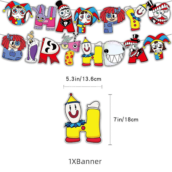 Fantastiske Digitale Cirkus Tema Fødselsdagsfest Tilbehør Balloner Kage Topper Banner Dekorationer Sæt