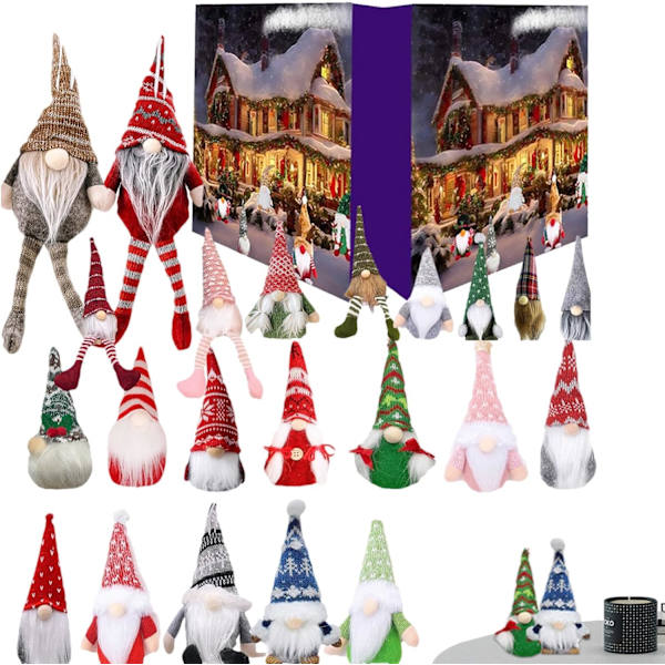 Julegnom Adventskalender Gnomen Plyslegetøj Adventskalender Sjov Nedtællingskalender 24 Dages Nedtælling Julepynt Gnomen Dukke Samleobjekt C