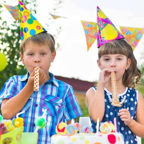 20 st partyblåsare, partyblåsare för barn, färgglada och roliga partyflöjter, återanvändbara musikaliska utblåsningar