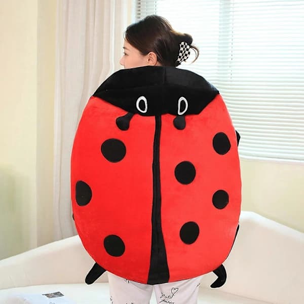 Wearable Ladybug Pillow Cute Warm Sleeping Pillow Wearable Plush Removable Oversized 100cm/39.4in Giant Red 60cm