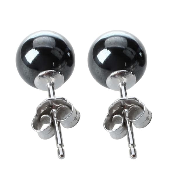 2X Hæmatit + 925 Sterling Sølv Øreringe Ørestikker 0,23 tommer HOT Silver