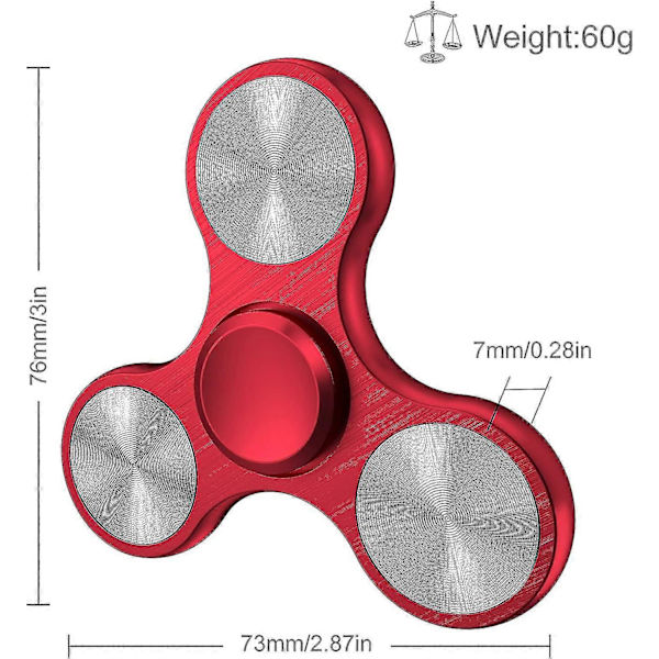 Fidget Spinner-legetøj i rustfrit stål - højpræcision til stresslindring Red