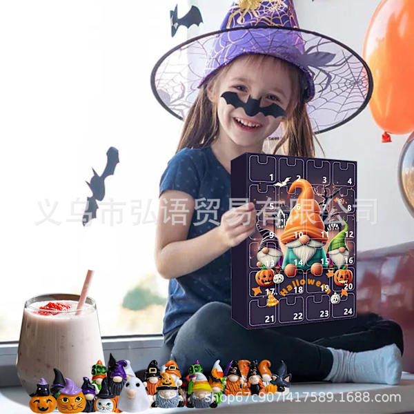 Nye kreative blind box legetøj tegneseriefigurer heks græskar dværg 24 nedtælling Halloween Jul
