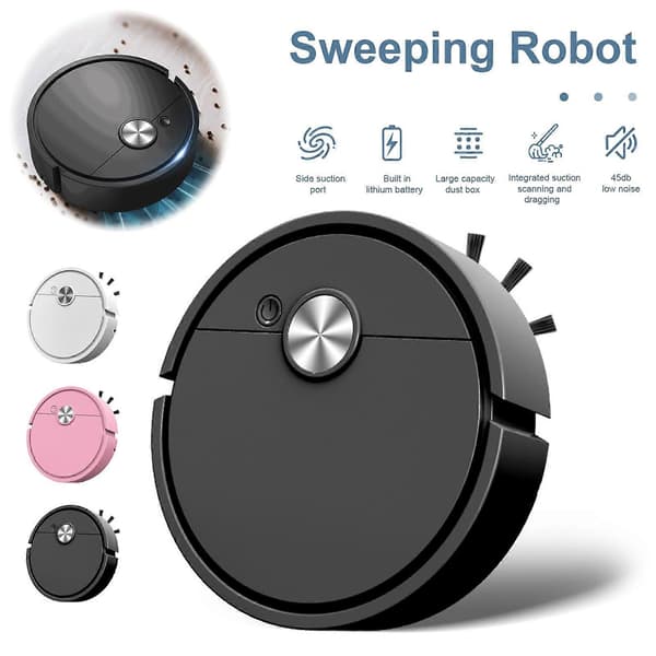 3-i-1 Mini Robotstøvsuger Moppe – Slank Trådløs – til Bil Hjem Hårdt Gulv White Charging