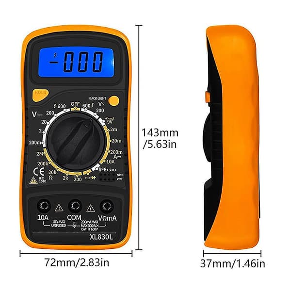 Digitalt Multimeter Voltmeter Tester Multi Meter Baggrundslys LCD Måleværktøj Elektronisk Test Mete
