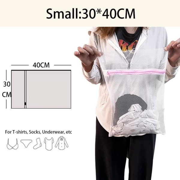 2-pack tvättnät för tvättmaskin, kraftiga tvättpåsar med dragkedja, resetvättnät (30x40cm)