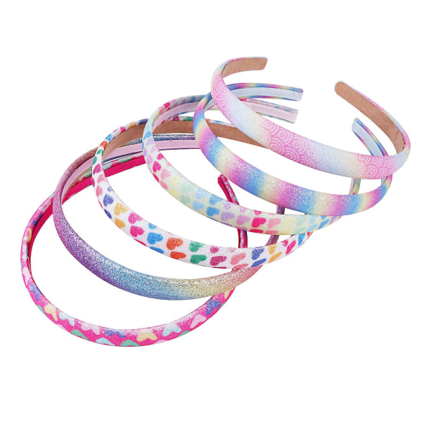 Rainbow hiusnauhat 6 kpl Sweet Hairband Lasten päänauhat Tytöille Paljetilla printed sydän Merenneito hiuspanta Lasten hiuspala