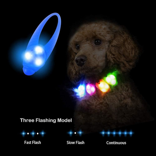 Hundljus för nattpromenader, LED-hundhalsbandsljus för nattklämma på ljus upp hundhalsband