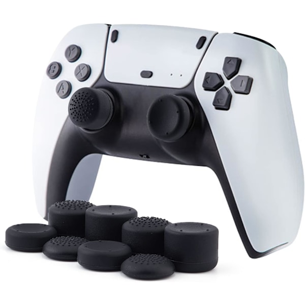 16 stk. tommelgrep joystick-deksel i silikon, spillkontrollere med hevet antislip tommelgrep for PS5 PS4 Xbox360-kontroller – svart og hvitt