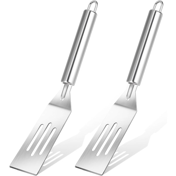 2 stk. Mini Brownie Servering Spatula 9,8 tommer Smll Metal Spatula Turner Rustfrit Stål Non-stick Køkken Spatler med Slidser til Vending Madlavning Bagning