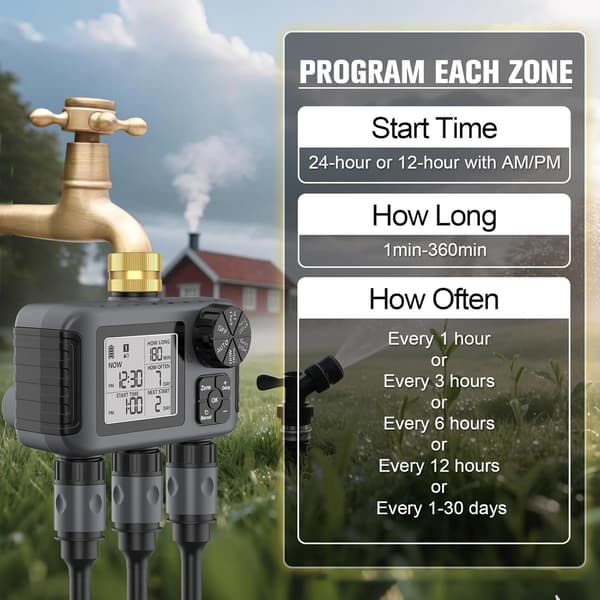 Dubbelkanal Programmerbar Trädgårdsvattentimer, Justerbart Schema, Hög Synlighet Display, Kraftig Bevattningskontroller, Dubbelkanal Bevattning