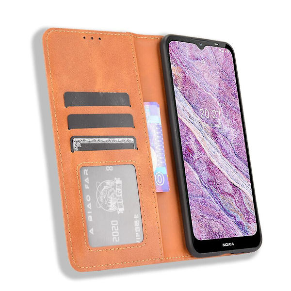 Etui til Nokia C20 / Nokia C10 Kickstand Cover Magnetisk Lukning Læderpung Kompatibel med Nokia C20 / Nokia C10 Etui Brown