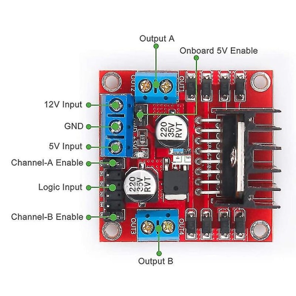 L298n Motor Drive Controller Board med DC motorhjul til Arduino