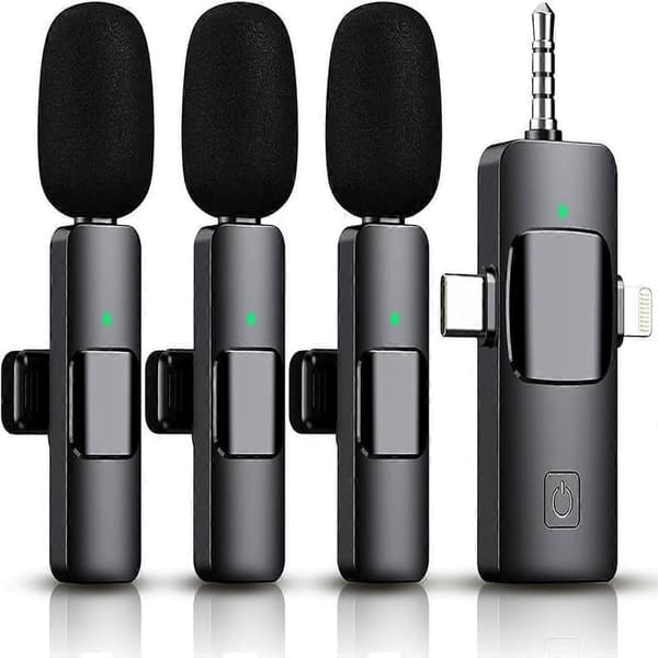 3 i 1 Trådløs Lavalier Mikrofon til iPhone, iPad, Android, Kamera, 1