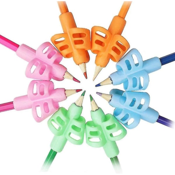 Børnefingerguide, 8 stykker flerfarvede greb Ergonomisk blyant skrivehjælp til børn, voksne og særlige behov