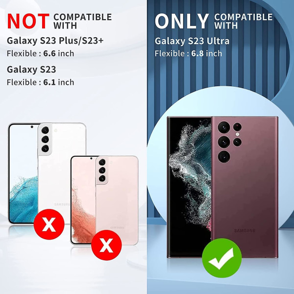 Klart deksel for plating kompatibel med Samsung Galaxy S23 Ultra, PC Crystal Anti-ripe Innebygd støttedeksel Black For Galaxy S23 Ultra
