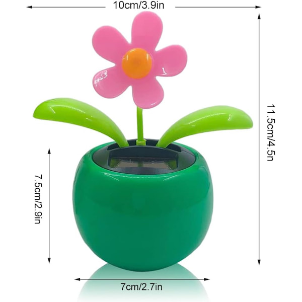 Solros som dansar på solenergi, plastblommor som dansar på solenergi, skakande huvud, bilprydnader, solcellsbil, leksak för bil, kontor, skrivbordsdekoration (2 stycken)