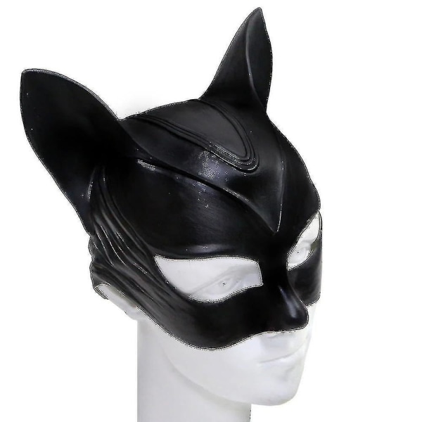 Kvinna Katt Selina Kyle Mask Bruce Wayne Kostym Latex Fancy Vuxen Halloween-i