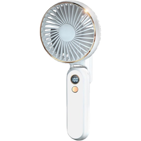 Portable Fan, USB Rechargeable Travel Fan, Personal Mini Foldable Desk Fans with 5 Speeds, Handheld Fan with Digital Display for Home Outdoor(White)