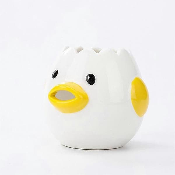 Ceramic Yolk Separator with Vomiting Chicken, Portable Egg Filter Separator, Kitchen Utensil for Cooking and Baking Cakes, Helper Tool Yellow