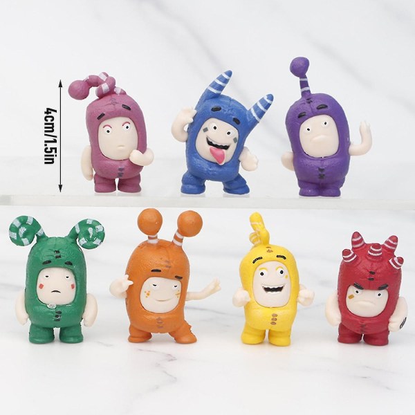 7 st Oddbods Serie Figurer Leksak Fuse Slick Bubbles Dockor Barn Födelsedagspresent Samlarobjekt