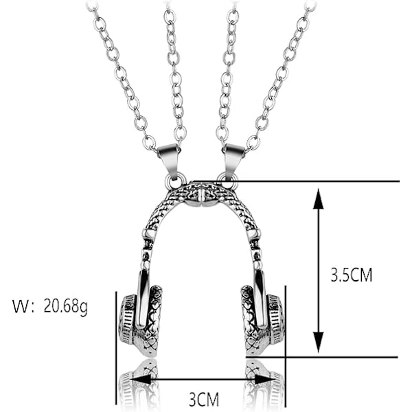 2 stk. unikke BFF-halskæder, venskabsmagnetiske halskæder 3D-headset-vedhæng, bedste venner matchende halskæder til 2, venskab