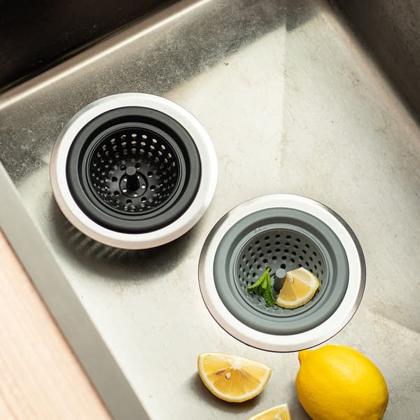 2 st Diskho sil för diskhoavlopp, Uppgraderad diskho sil och propp med plast-gummibotten 11,7 cm