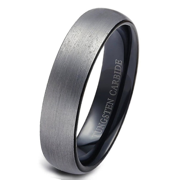 Mode 6 mm svart matt finish volframkarbidring för män Kvinnor Kupolformad förlovningsring Bröllopsring för män storlek 7-14