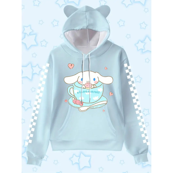Hoodies Tegnefilm Casual Strikket Trøje med Lommer, Voksen Langærmet Hoodies, Velegnet til Gaver og Samlinger C blue S