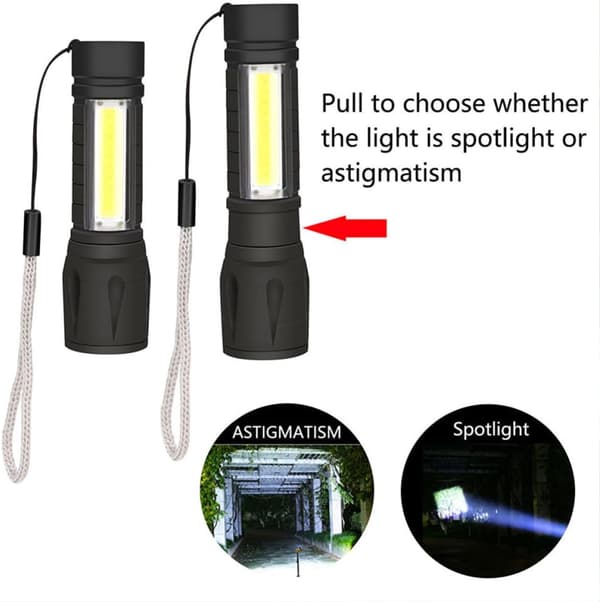 1 kpl Cob-taskulamppu, kädessä pidettävä taskulamppu, hätätaskulamput, taskulamppu ulkokäyttöön, USB-ladattava taskulamppu