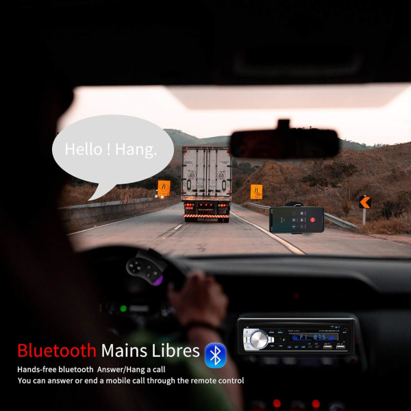 Bluetooth USB bilradio, Lifelf bilradiomodtager med MP3 WMA FM-afspiller fjernbetjening, to USB-porte, understøtter iOS, Android (ikke cd-afspiller/NONRDS)
