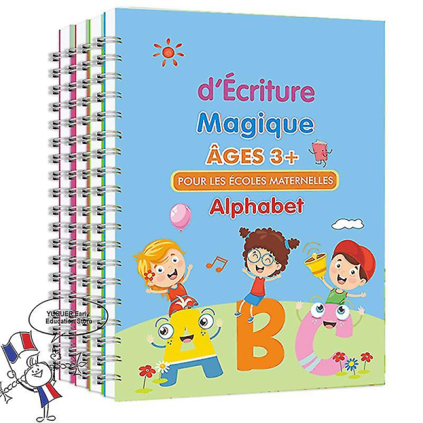 3d French Groove Magic Practice Copybook Barnbok Lärande siffror Bokstäver Kalligrafi Skriva Övningsböcker Present