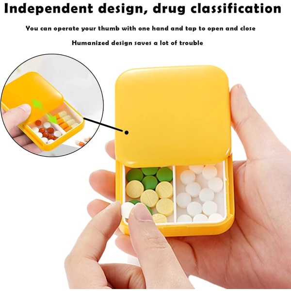 4-pack, medicinorganisatör med 2 fack, lätt att bära säker och ljudlös pillerbox (a-1b)