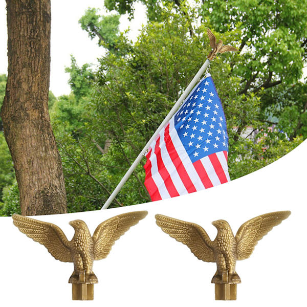 Stangflagstang-topfigur - ikke-deformeret, ikke-brudt, tilføjer atmosfære, uafhængighedsdag, haveindretning, ørn, flagstang-finial, ornament, udendørsforsyning Golden