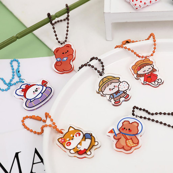 5 stk Girls Magic Keychain Lovely For Key Ring Bag Pendant Keychain Group A series mixed hair
