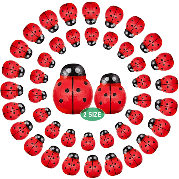 Wooden Ladybird,200 pcs Self Adhesive Ladybugs Stickers Craft Card Wood Topper Embellishments Mini Pegs(8 * 11mm/10 * 13mm)