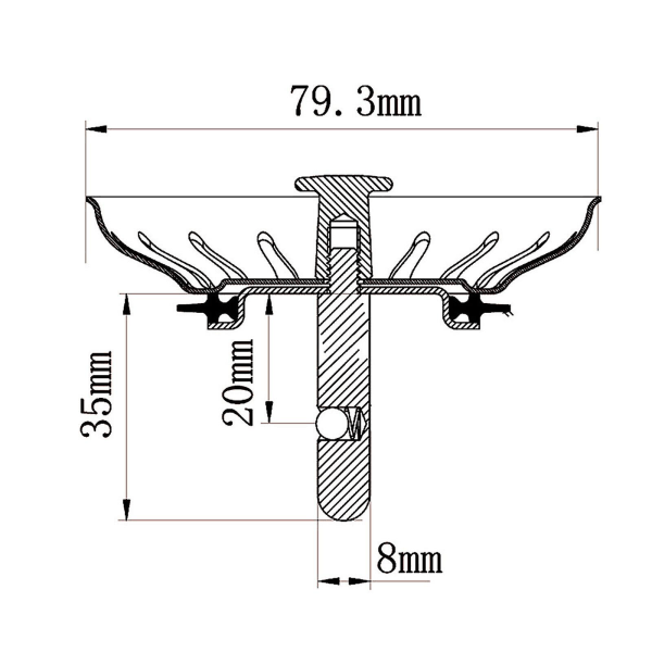 Ruostumattomasta teräksestä valmistettu siiviläkori, tiskialtaan viemäriaukko, 79 mm, Blanco-altaalle