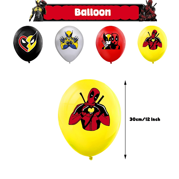 Deadpool Wolverine Teemainen Hyvää Syntymäpäivää Banneri Ilmapallot Set Kakun Koriste Juhlakoristelu