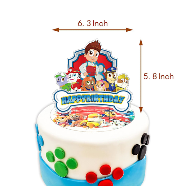 Paw Patrol -aiheinen syntymäpäiväjuhlan woofers-seisova banneri, kakkukoriste, ilmapallospiraali, ripustettava koriste Set B