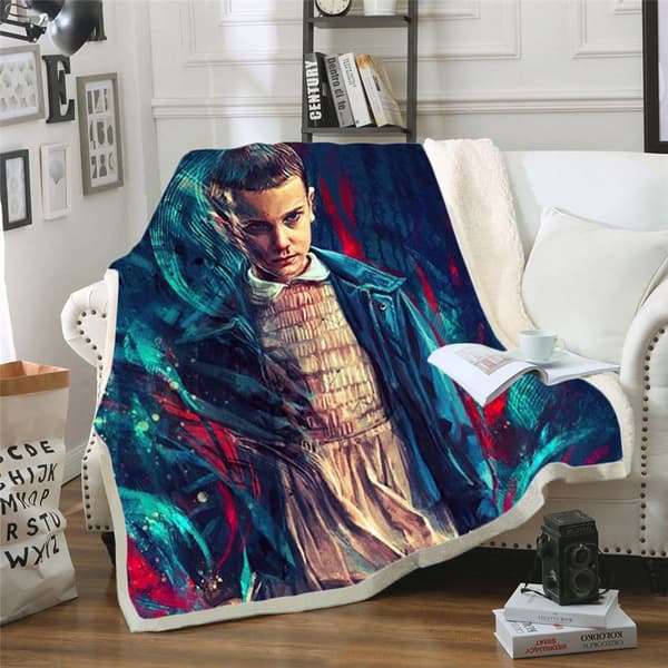 Stranger Things 3D-printet ullteppe, flanell, 70*100 11