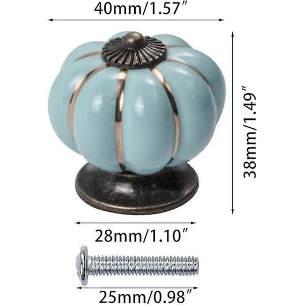 15 Pcs Pumpkin Shaped Ceramic Door Knobs for Cabinets and Wardrobes