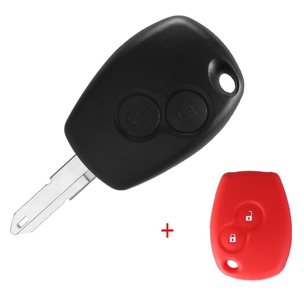 2 knappers bil fjernbetjening nøgle etui skal fob til Renault Duster Clio Dacia 3 Twingo Logan Sandero Modus med Ne72 ubeskåret klinge With Silicone Case 4
