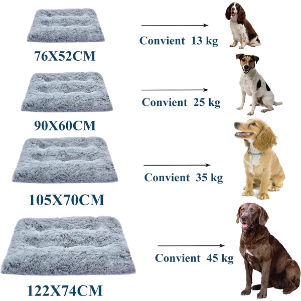 DEBANG HOME hundkudde, hundsäng för medelstora hundar, valpsäng, mjuk och bekväm hundsäng, tvättbar plyschmadrass för hundburar, grå (90x60 cm)