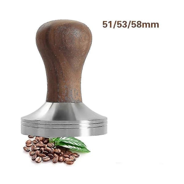 53mm Kaffepresse Verktøy Elastisk Kaffetamper med 304 Rustfritt Stål Base & Solid Trehåndtak Coff
