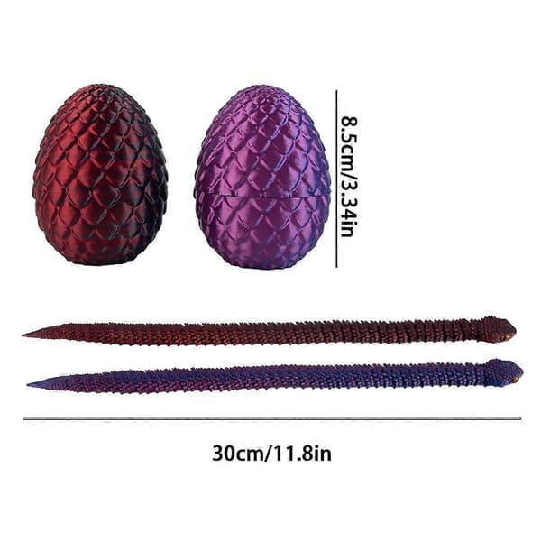 3D-printad orm med ägg - Ledad fidget-djurmodell för skrivbordet