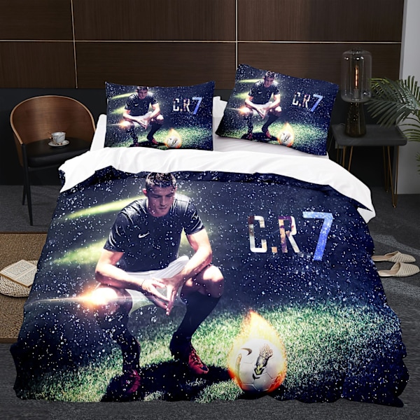 CR7 3D digitaltryckt tredelad settäcke, lakan och örngott